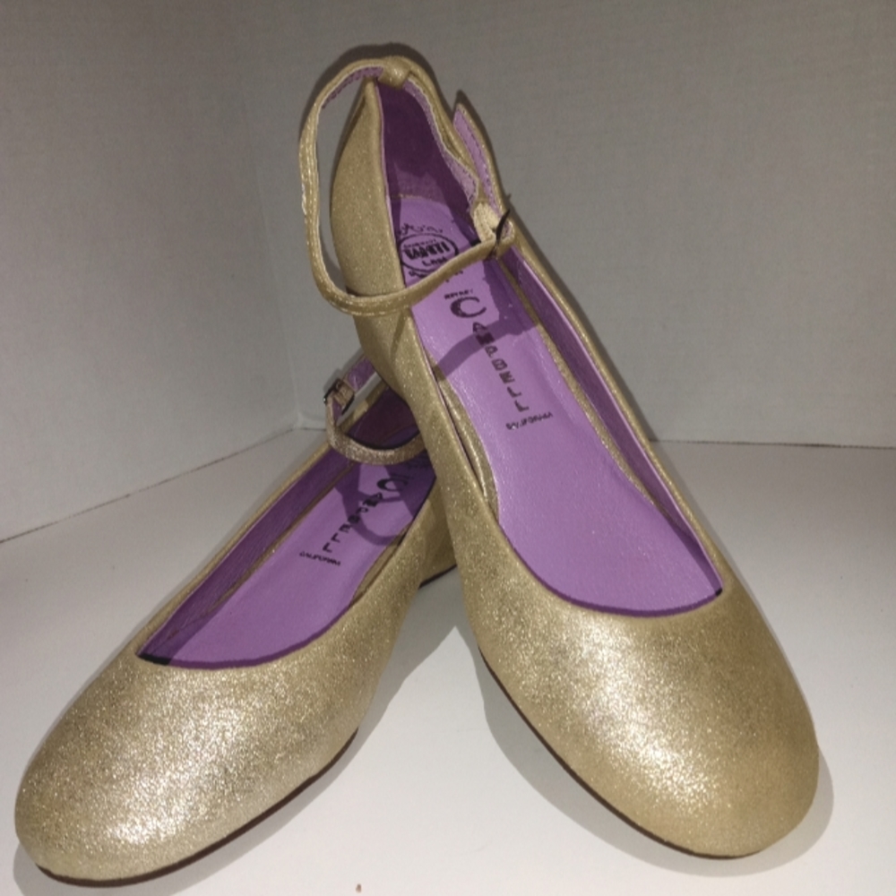 Jeffrey Campbell Handmade Tahiti Last Gold Glitter Wedge size 8 Women's.  24